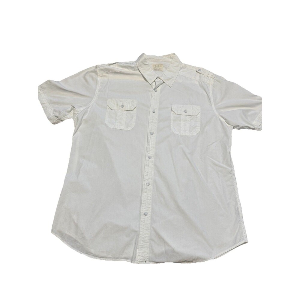 Paper Denim & Cloth Shirt 2XLT White Short Sleeve Nautical Coastal Preppy